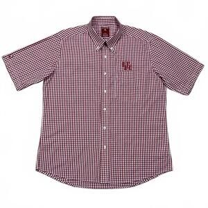 UH Houston Cougars Antigua Mens Red Plaid Short Sleeve Shirt Size XL